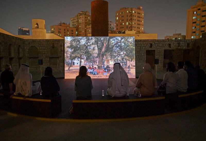 The Otolith Group's 'O Horizon', 2018. A video installation on view at Xenogenesis, Sharjah Art Foundation, 2021. Photo: Shanavas Jamaluddin