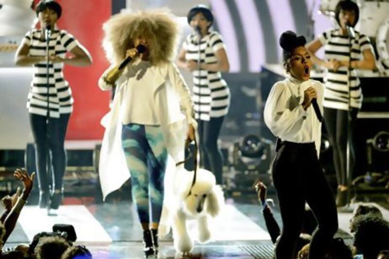 Erykah Badu and Janelle Monae perform at the 2013 BET Awards on Sunday. Phil McCarten / Retuers