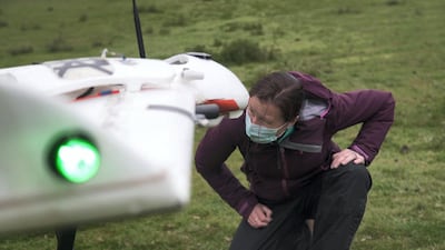 Dr Keri Nicoll inspects a drone. Ashraf Helmi/The National