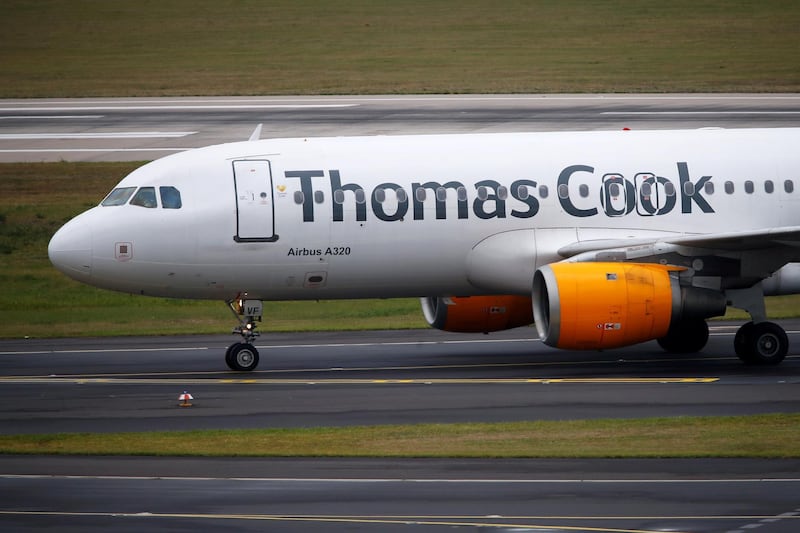 FILE PHOTO: An Airbus A320 of Thomas Cook Airlines lands at Duesseldorf Airport, Germany September 23, 2019.  REUTERS/Wolfgang Rattay/File Photo