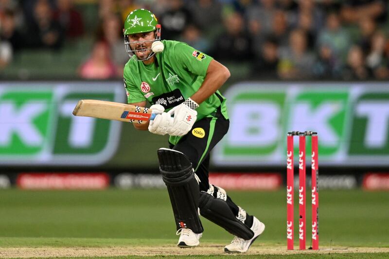 MELBOURNE, AUSTRALIA - JANUARY 03: Marcus Stoinis of the Stars bats during the Men's Big Bash League match between the Melbourne Stars and the Melbourne Renegades at Melbourne Cricket Ground, on January 03, 2023, in Melbourne, Australia. (Photo by Morgan Hancock / Getty Images)