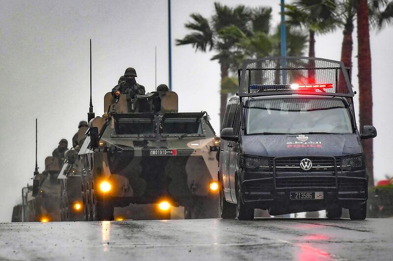 Armoured military vehicles patrol in Morocco's western city of Casablanca, amid restrictions and a health state of emergency imposed by the authorities in a bid to stem the spread of the novel coronavirus. AFP