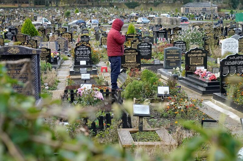 BRADFORD, ENGLAND - NOVEMBER 16: A general view of the Scholemoor Cemetery and Crematorium on November 16, 2020 in Bradford, England. In an essay for the BBC this weekend, Dr John Wright of Bradford Royal Infirmary reported how Bradford's main Muslim cemetery has been struggling to keep up with burials amid the country's second wave of covid-19 infections. However he cautioned that "it will take some medical detective work to determine the cause of this increase in deaths." (Photo by Christopher Furlong/Getty Images)