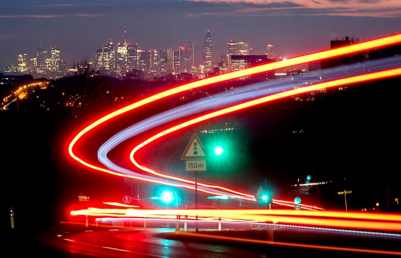 This long exposure photo captures street lights in Frankfurt, Germany. AP
