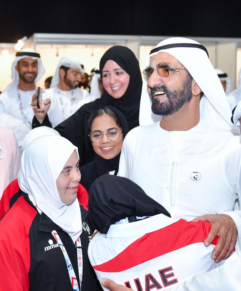 DUBAI, 20th March 2019 (WAM) - Vice President and Prime Minister of the UAE and Ruler of Dubai His Highness Sheikh Mohammed bin Rashid Al Maktoum visited the Special Olympics World Games Abu Dhabi 2019 taking place at the Abu Dhabi National Exhibition Centre. Wam