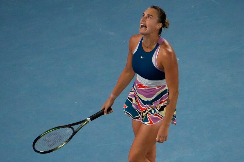 Aryna Sabalenka in action against Elena Rybakina. AP