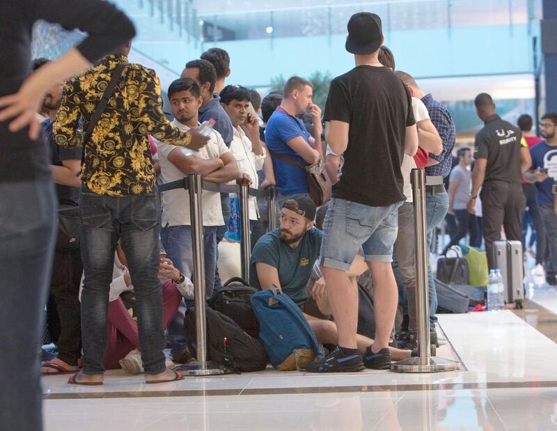 DUBAI, UNITED ARAB EMIRATES, 21 SEPTEMBER 2018 - Crowd at Iphone XS launch at Apple store Dubai Mall.  Leslie Pableo for The National