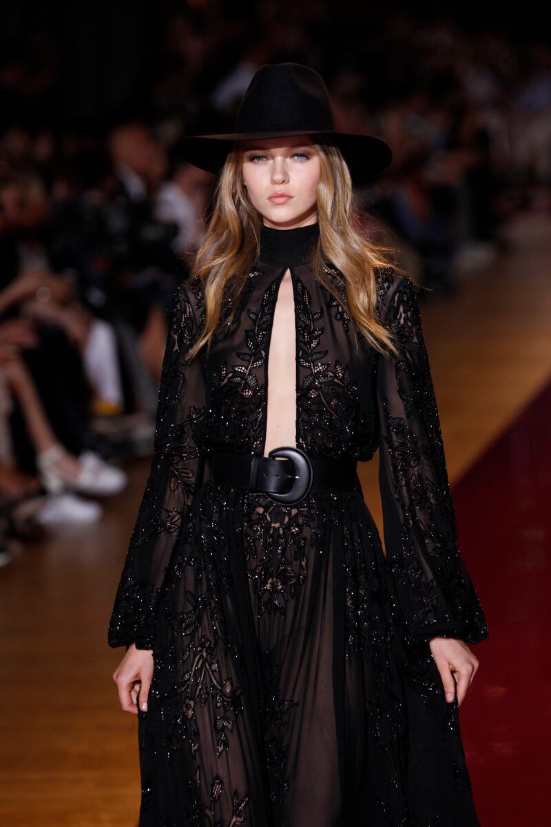 A model during the Zuhair Murad haute couture autumn/winter 2016-2017 show, as part of Paris Fashion Week on July 6, 2016, in France. Getty