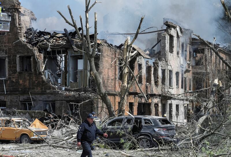 A clinic heavily destroyed by a Russian missile strike, amid Russia's attack on Ukraine, in Dnipro, Ukraine. Reuters 