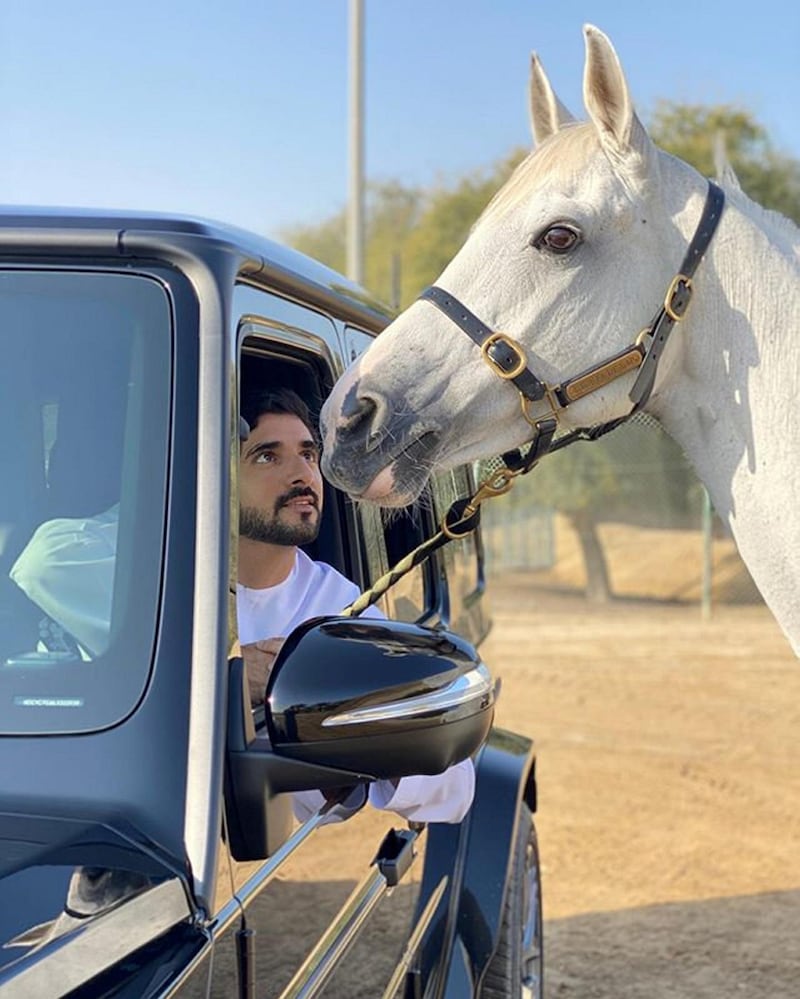 Sheikh Hamdan has been horse riding since childhood and takes part in endurance racing on horseback. Instagram / Faz3