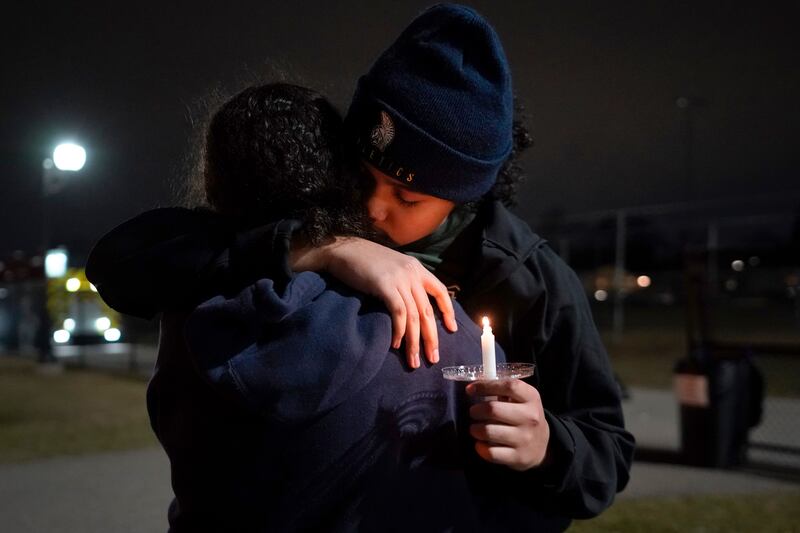 A candlelight vigil for Alexandria Verner, another of the victims, at Clawson High School, Michigan. AP Photo