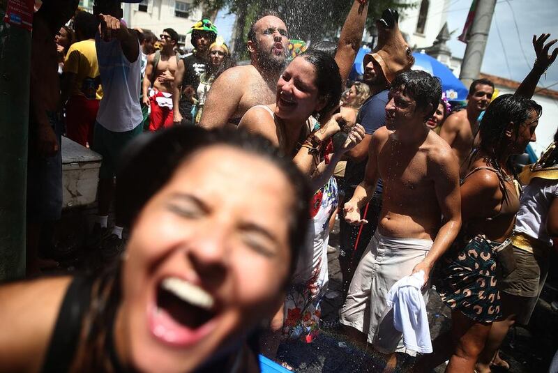 Revellers during the ‘Ceu na Terra’ street carnival bloco in Rio de Janeiro. Mario Tama / Getty Images