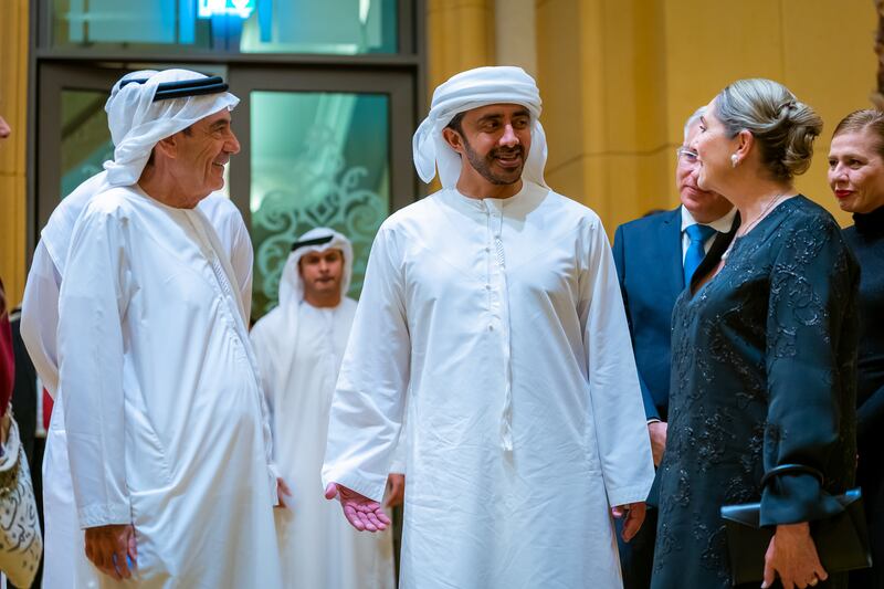 Sheikh Abdullah bin Zayed, Minister of Foreign Affairs and International Co-operation, met Israel's first lady Michal Herzog in Abu Dhabi on Tuesday. All photos: WAM