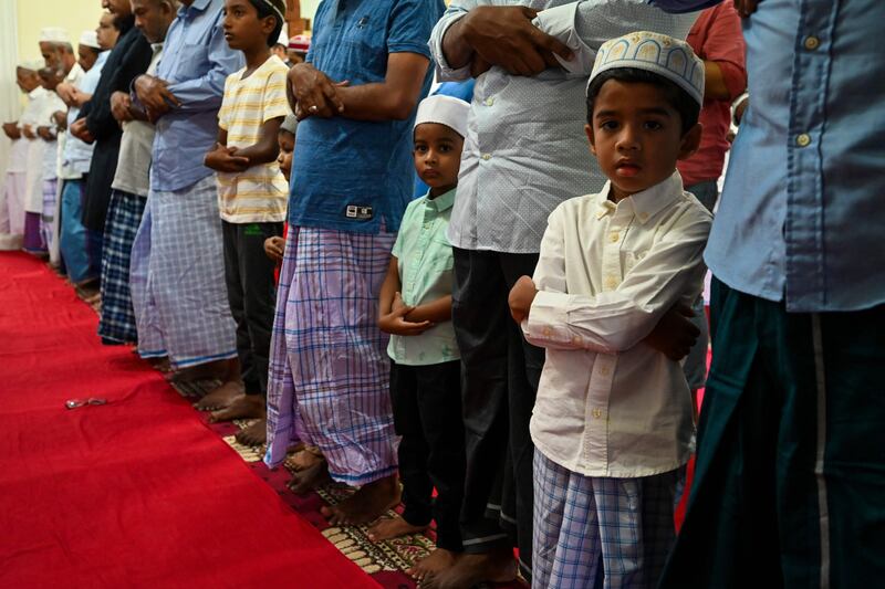 The feast of the sacrifice at Galle Fort Mosque, south-west Sri Lanka. AFP