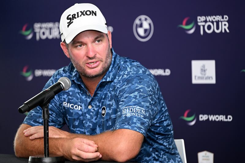 Ryan Fox speaks to the media prior to the DP World Tour Championship at Jumeirah Golf Estates. Getty