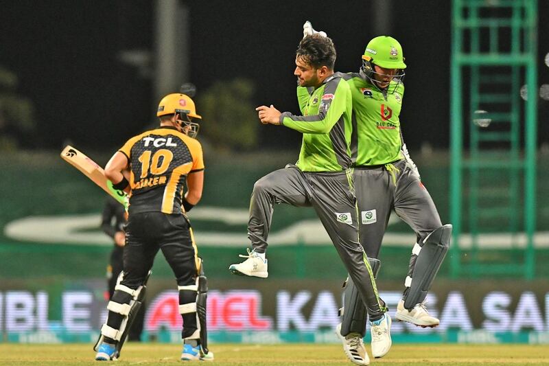 Rashid Khan took five for 20 as Lahore Qalandars beat Peshawar Zalmi by 10 runs at the Zayed Cricket Stadium. Courtesy PCB