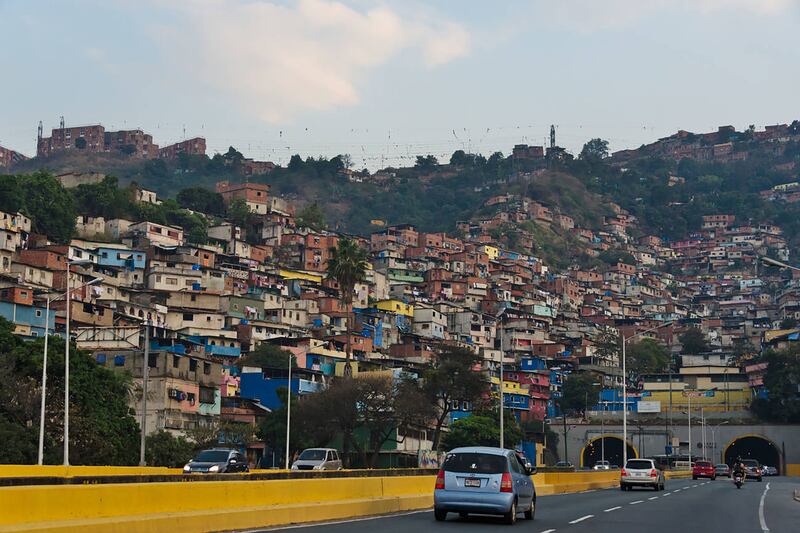 The slums of Caracas in red-listed Venezuela.