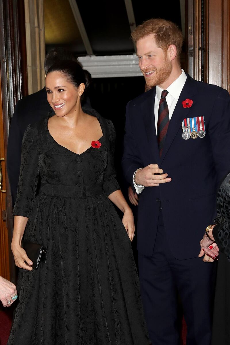Meghan, Duchess of Sussex, and Prince Harry, Duke of Sussex, attend the annual Royal British Legion Festival of Remembrance. Getty Images