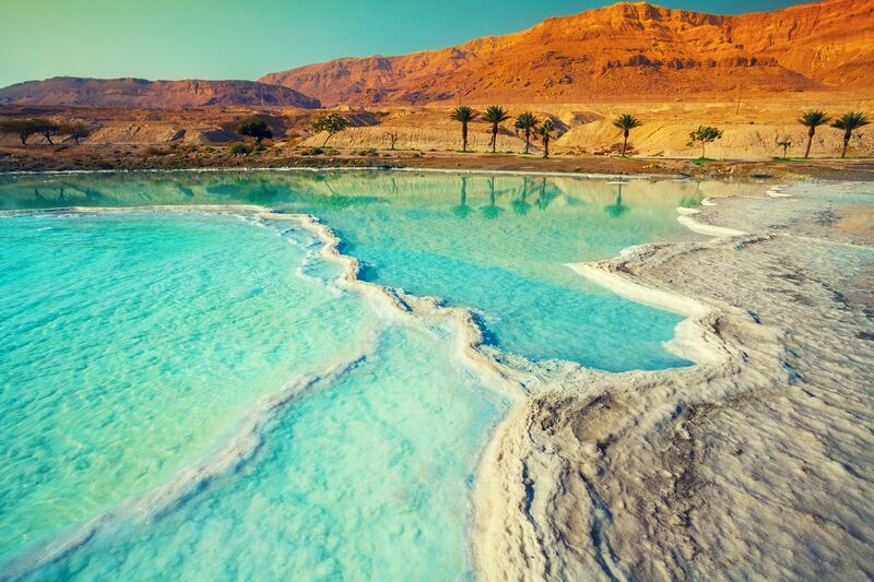 Floating on the Dead Sea salt lake is number 19. Getty Images