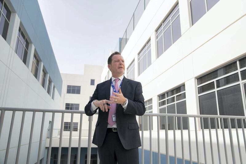 DUBAI, UNITED ARAB EMIRATES - SEPTEMBER 5, 2018. 

Principal Nigel Cropley, of the newly opened GEMS Founders School in Al Mizhar.

(Photo by Reem Mohammed/The National)

Reporter: ANAM RIZVI
Section:  NA