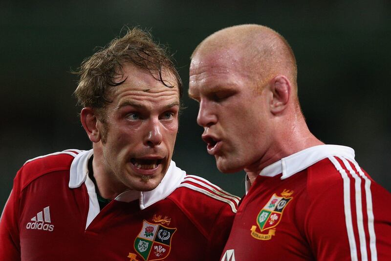SYDNEY, AUSTRALIA - JUNE 15: Alun Wyn Jones and Paul O'Connell of the Lions talk during the match between the Waratahs and the British & Irish Lions at Allianz Stadium on June 15, 2013 in Sydney, Australia.  (Photo by Cameron Spencer/Getty Images) *** Local Caption ***  170601525.jpg
