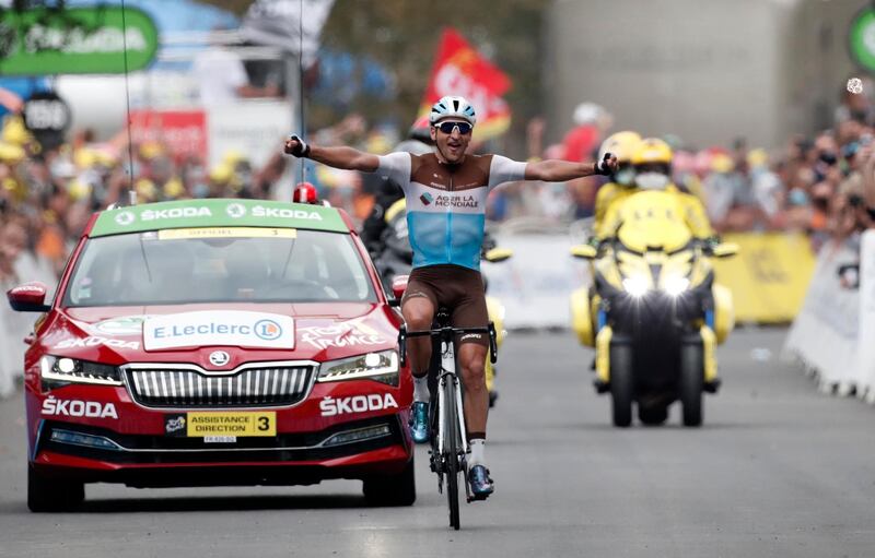 French rider Nans Peters wins Stage 8 of the Tour de France on Saturday, September 5. Reuters