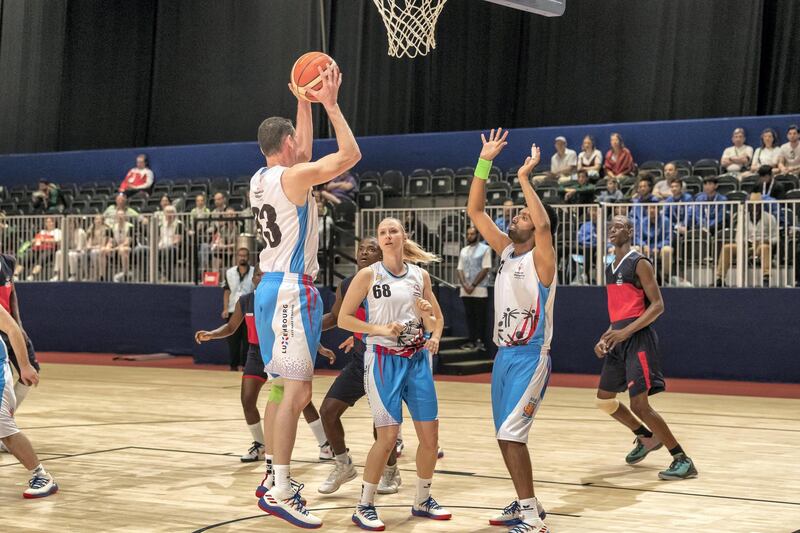 ABU DHABI, UNITED ARAB EMIRATES. 15 MARCH 2019. Special Olympics action at ADNEC. Nigeria vs Luxembourg, Basketball. (Photo: Antonie Robertson/The National) Journalist: None: National.