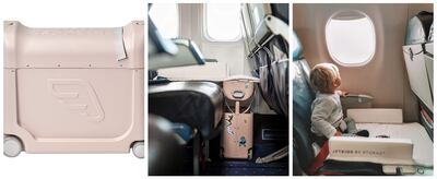Stokke's Jetkids Bedbox V2 can be used as a carry-on and transforms plane seats into beds for little ones. Photo: Stokke