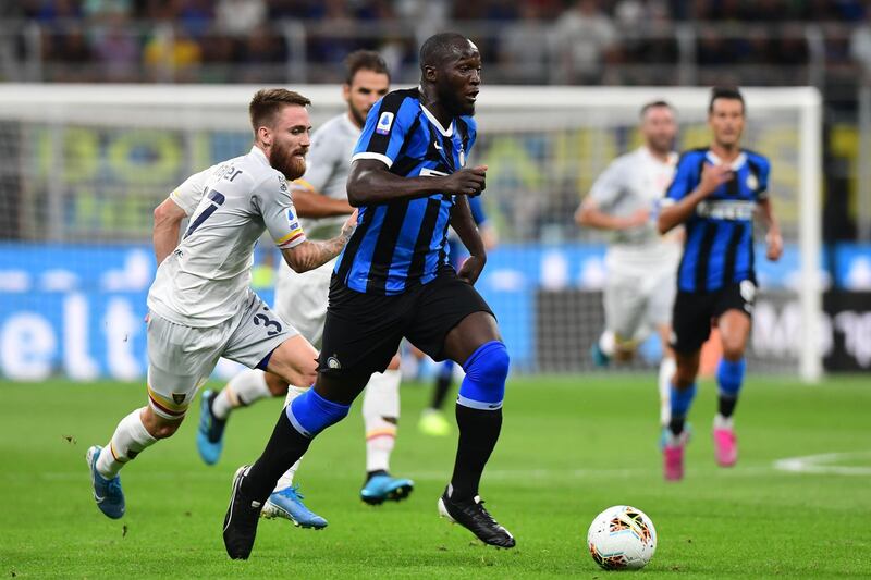 Inter Milan's Belgian forward Romelu Lukaku runs with the ball. AFP