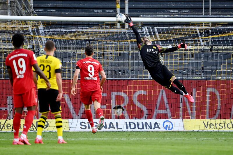 Bayern Munich's Joshua Kimmich (not pictured) scores against Borussia Dortmund. Reuters