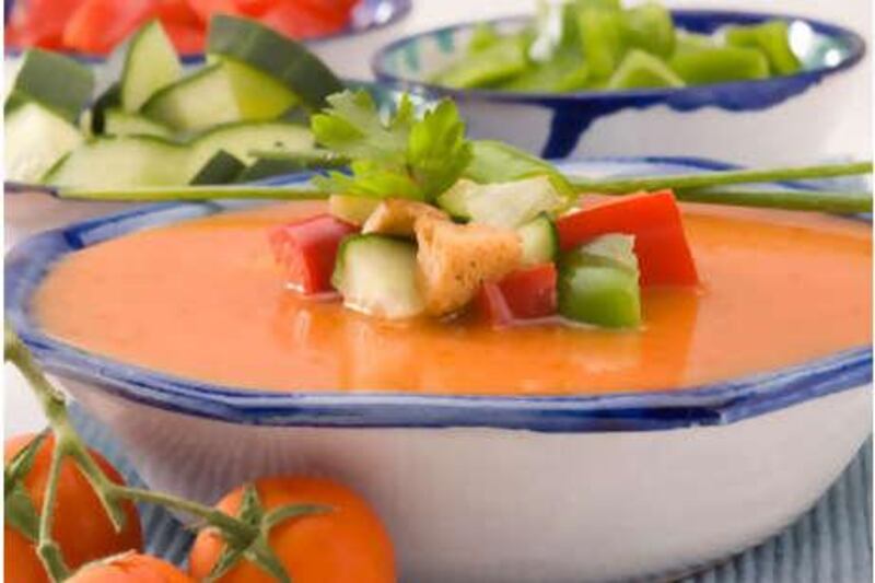 Gazpacho makes an attractive and refreshing cold vegetable soup - when it survives the mixing process.