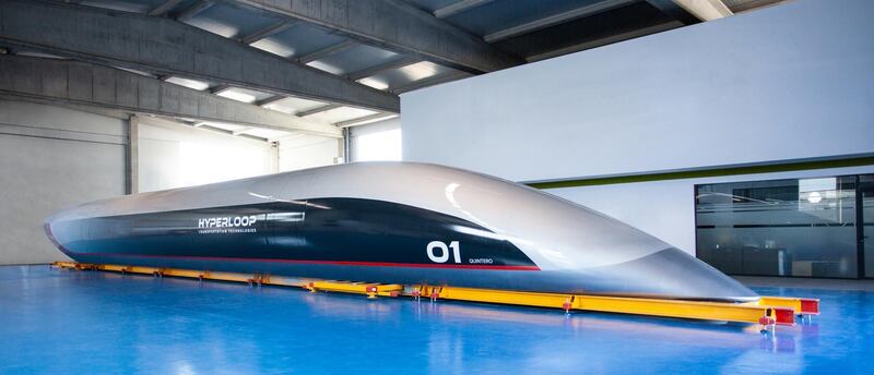 QuinteroOne, the first passenger capsule built by Hyperloop Transportation Technologies will now travel from Spain to Toulouse, France for high speed testing. Courtesy: Hyperloop TT