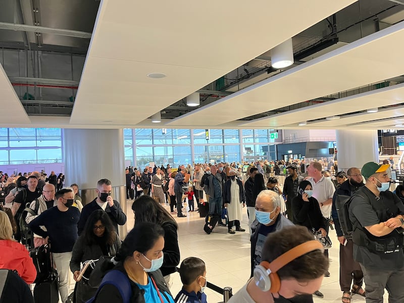 Queues at Manchester Airport's Terminal 2. Photo: @LancsHT/Twitter