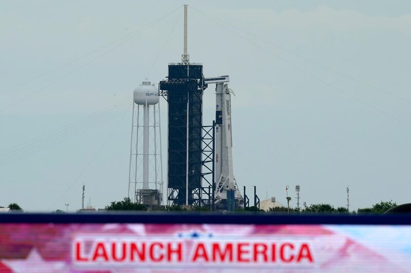 The SpaceX Falcon 9 sits on Launch Pad 39-A. AP