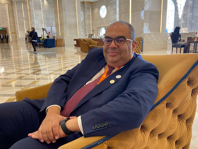 UN Climate Change High-Level Champion for Egypt Mahmoud Mohieldin on the sidelines of the Egypt International Co-operation Forum in Cairo. Nada El Sawy / The National