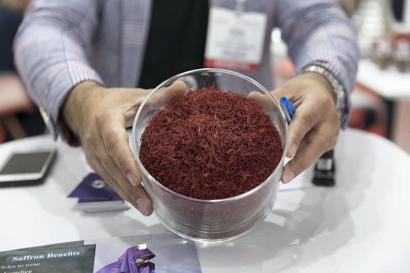 DUBAI, UNITED ARAB EMIRATES - Feb 20, 2018.

Faizi Group saffron stand in Afghanistan's pavilion at Gulfood 2018.

Gulfood, the 23rd edition of the world’s largest annual food and beverage trade show, is being held at Dubai World Trade Centre (DWTC).

(Photo: Reem Mohammed/ The National)

Reporter: Nick Webster
Section: NA
