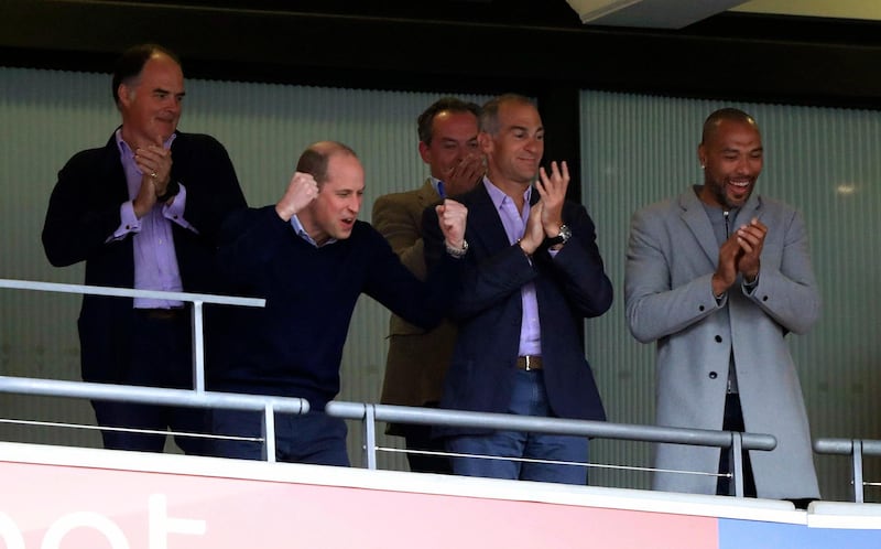 Prince William cannot hide his delight as Aston Villa defeated Derby County at Wembley Stadium. AP Photo
