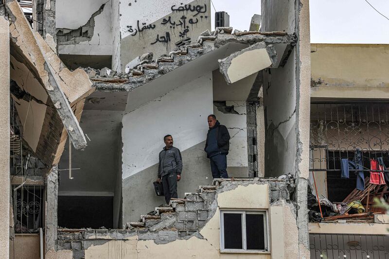 A building destroyed by overnight Israeli strikes on Rafah. AFP