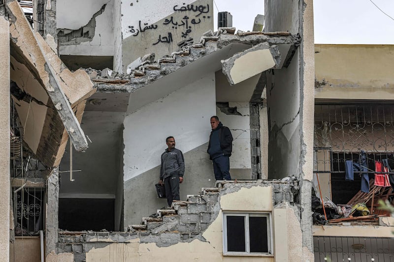 A building destroyed by overnight Israeli strikes on Rafah. AFP