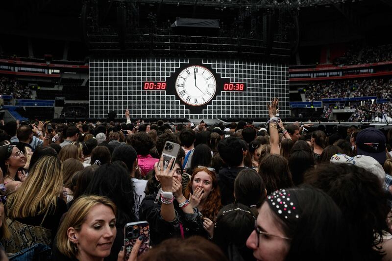 Fans await the arrival of Taylor Swift in Decines-Charpieu, eastern France. AFP
