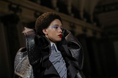 Models wore retro 1980s make-up on the haute couture runway at Viktor & Rolf. AP 