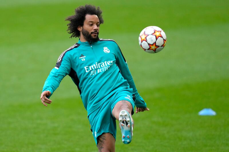 Real Madrid's Marcelo controls the ball. AP