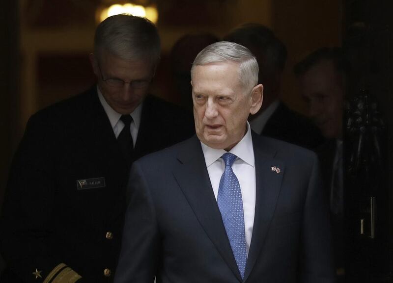 US defense secretary James Mattis after visiting 10 Downing Street in London. Matt Dunham / AP Photo