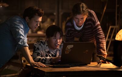 Tom Holland, Jacob Batalon and Zendaya in 'Spider-Man: No Way Home'. Photo: Sony Pictures