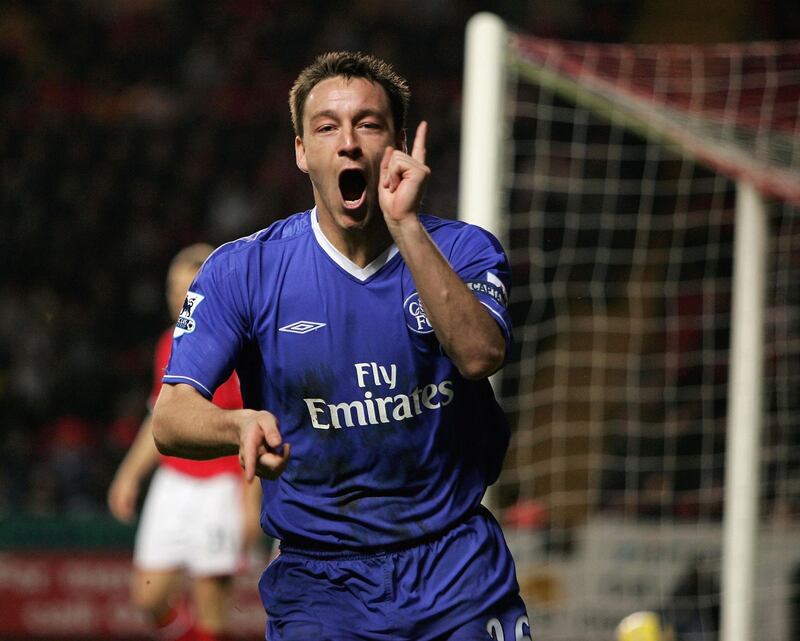 LONDON, ENGLAND - NOVEMBER 27: John Terry of Chelsea celebrates scoring his first goal during the Barclays Premiership match between Charlton Athletic and Chelsea, held at The Valley Stadium on November 27, 2004 in London, England.  (Photo by Richard Heathcote/Getty Images)