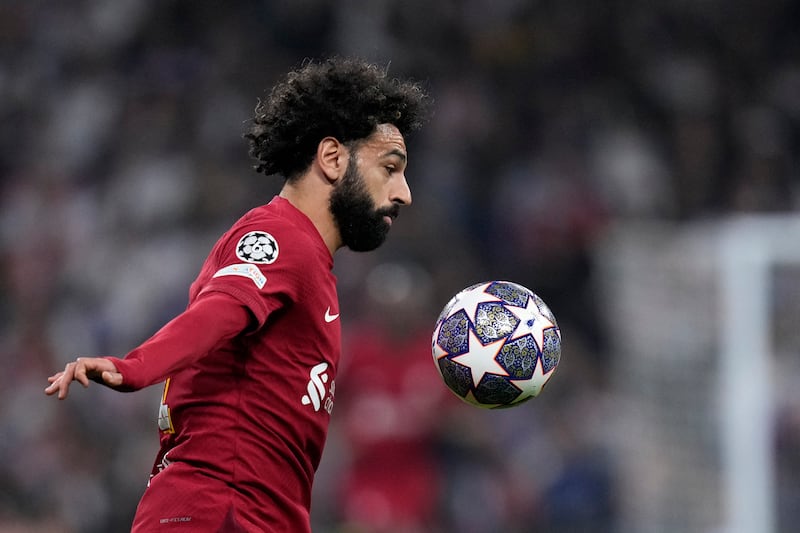 Mohamed Salah controls the ball at the Santiago Bernabeu. AP