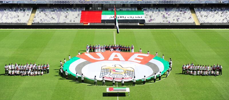  November 3, 2015- Officials, players and children took part in a flag-raising ceremony at Hazza Bin Zayed Stadium in Al Ain.Courtesy Al Ain FC 