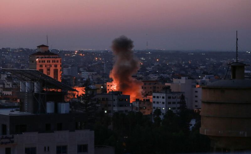 Smoke rises following an Israeli attack in Gaza city. AFP