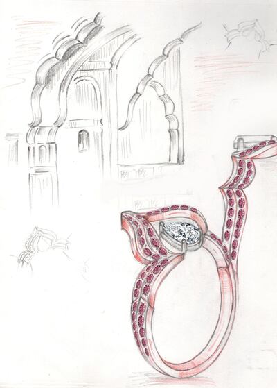 A sketch of the Haveli ring, inspired by India's ancient palaces. Photo: Harakh 