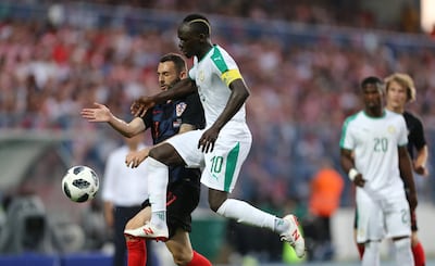 Soccer Football - International Friendly - Croatia vs Senegal -  Stadion Gradski vrt, Osijek, Croatia - June 8, 2018   Croatia's Marcelo Brozovic in action with Senegal's Sadio Mane    REUTERS/Antonio Bronic